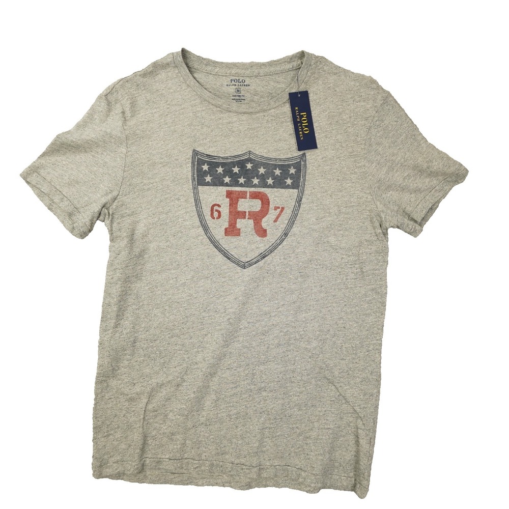 Polo Ralph Lauren Custom Fit 67 Graphic T Shirt Men's Medium Heather Grey NWT